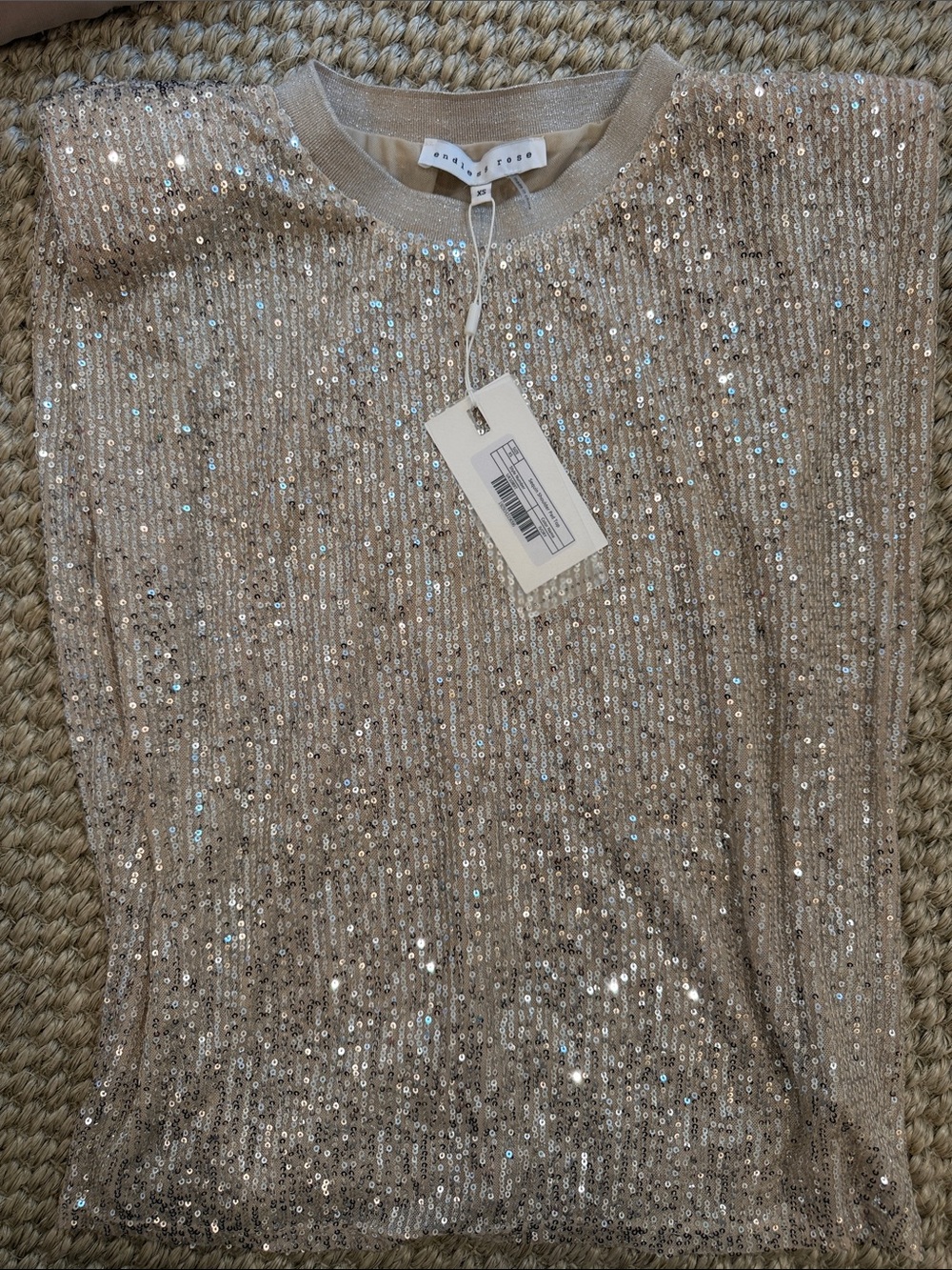 Endless Rose Champagne Sequin Long Sleeve Top